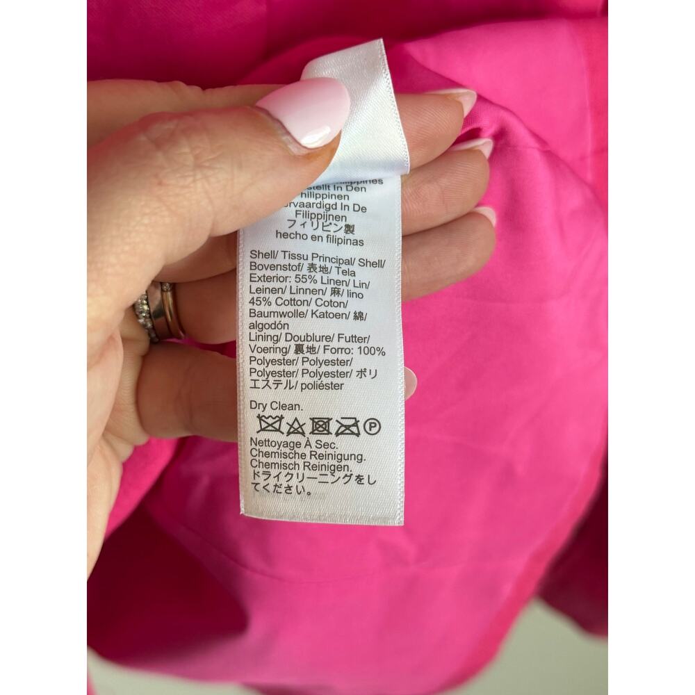 J. Crew Linen-Blend Notch Lapel Single Breasted Blazer Sweet Briar Women's 00 - Picture 8 of 10